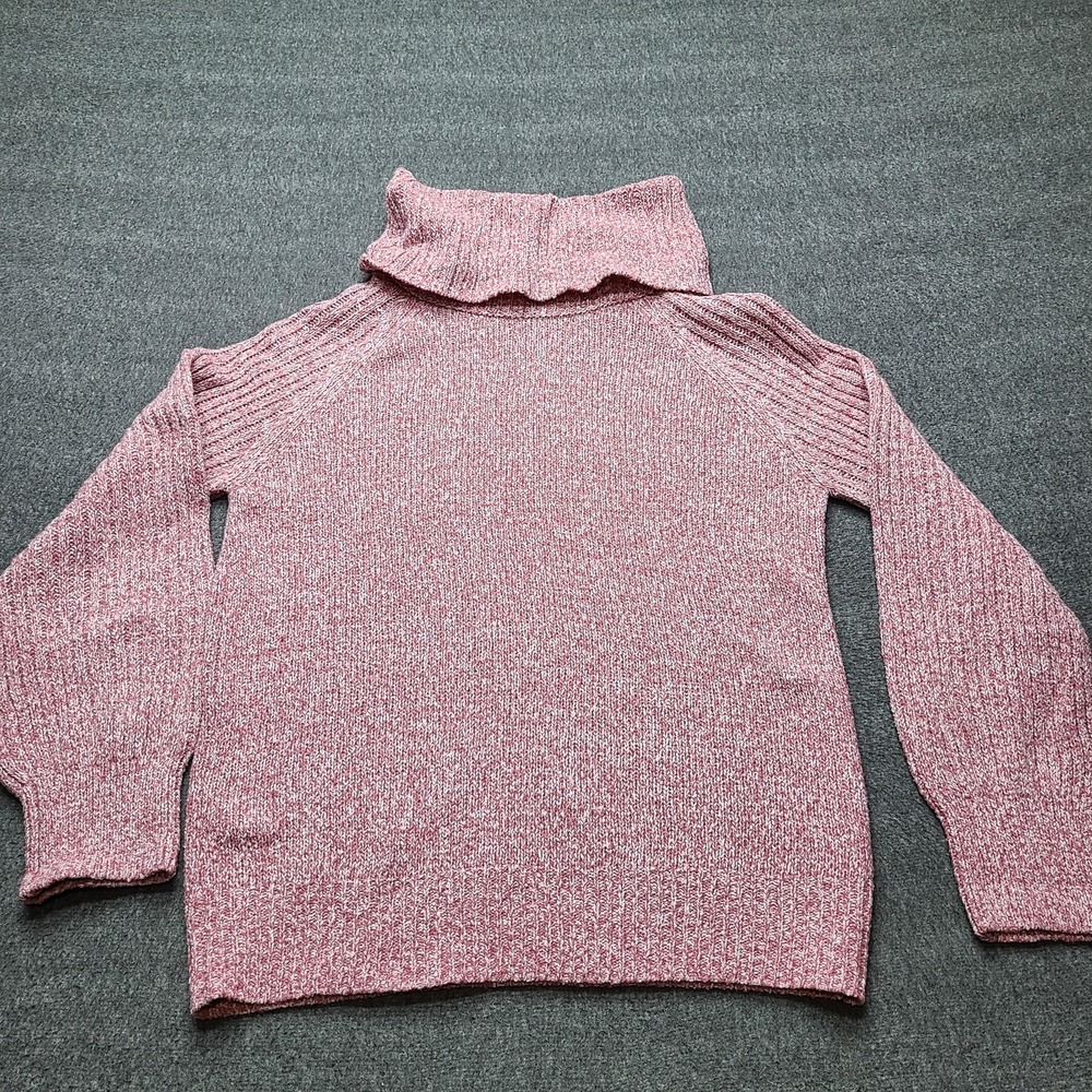Nine West Sweater Womens Small Pink Cowl Neck Ribbed Raglan Long Sleeve Pullover